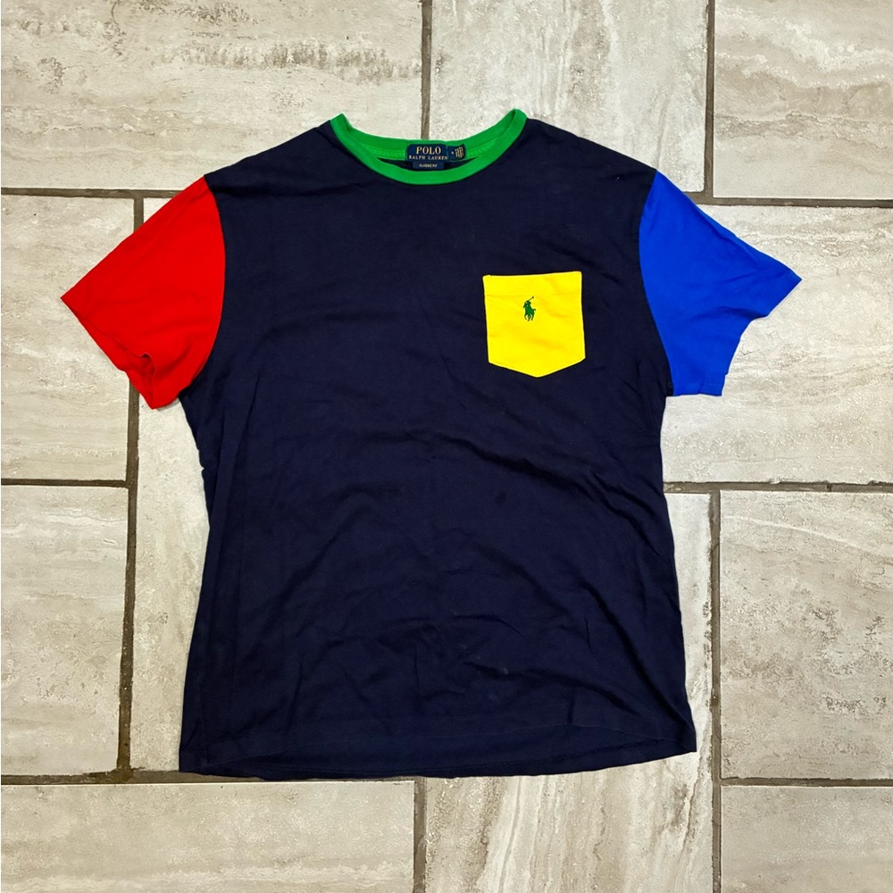 Polo Ralph Lauren Multicolor Colorblock T-Shirt Classic Fit Size Medium